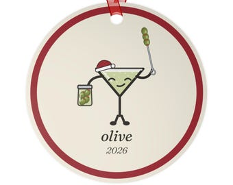 Dirty Martini Ornament, Olive 2026, Martini Lover Gift, Stocking Stuffer