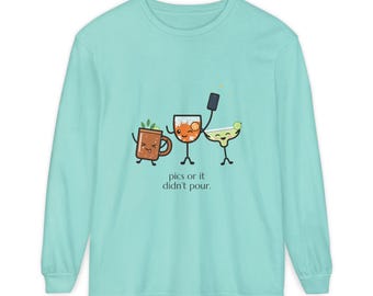 Cocktail Comfort Colors Long Sleeve, The Photo Round, Friend Group Gift, Bar Humor, 100% Cotton