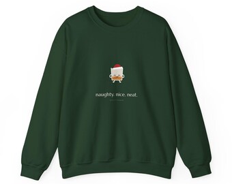 The Neat List | Funny Bourbon Christmas Sweatshirt, naughty nice neat crewneck, whiskey gift for him