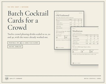 Batch Cocktail Recipe Cards for Crowds, 12 Classic Drinks Scaled (PDF)