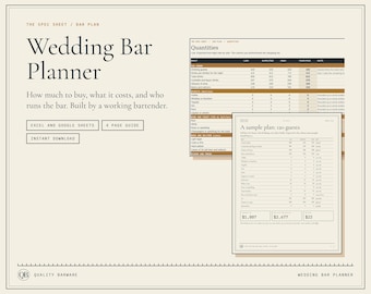 Wedding Bar Planner Spreadsheet, Alcohol Calculator, Budget Tool (Excel/Google Sheets)