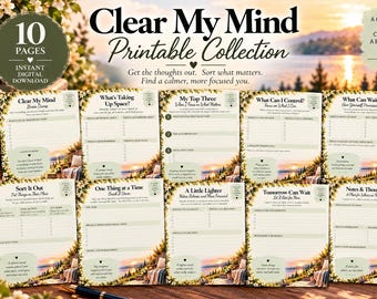 Clear My Mind Printable Planner | Mental Reset Worksheets (Digital Download)