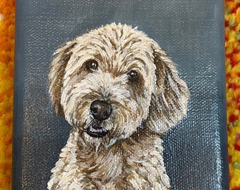 Custom Pet Portrait, Dog Art, Acrylic on Canvas, Acrylic Pet Portrait