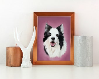 Custom pet portrait, Hand drawn digital pet portrait