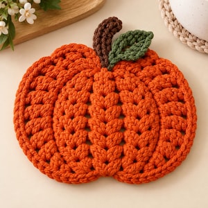 Schema PDF per sottobicchiere a forma di zucca all'uncinetto, decorazione autunnale per la tavola (download digitale)