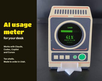 AI Usage Meter for Desk, Works with Claude, Codex, Copilot, Cursor (Gift for Developers)