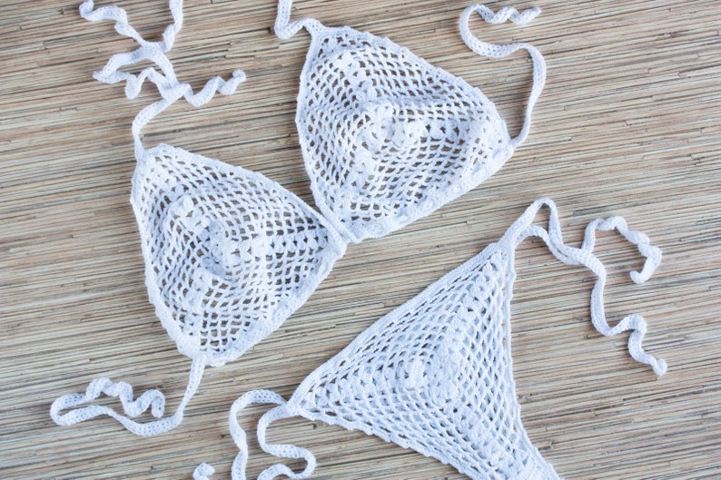 Crochet Bikini Thong Bikini Set Mesh Bikini Hot sexy bikini Extreme bik...