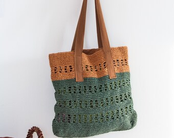 Crochet Bag Raffia Beach Bag Summer Tote Natural Eco bag