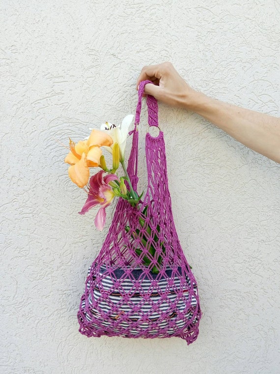 String Bag Market Tote Macrame Net Bag Eco-Friendly Reusable | Etsy