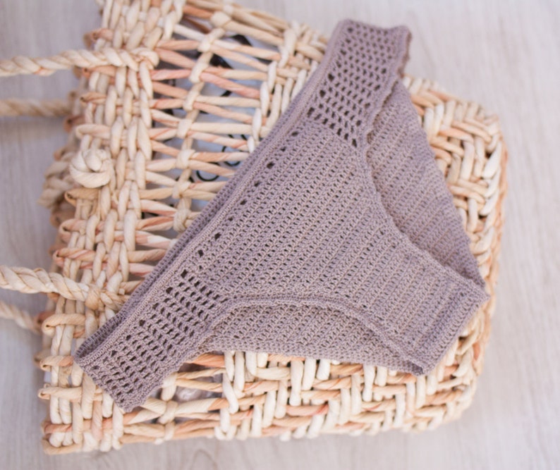 Crochet Bikini Bottom Beige Crochet Bikini Set Crochet Bottoms Etsy