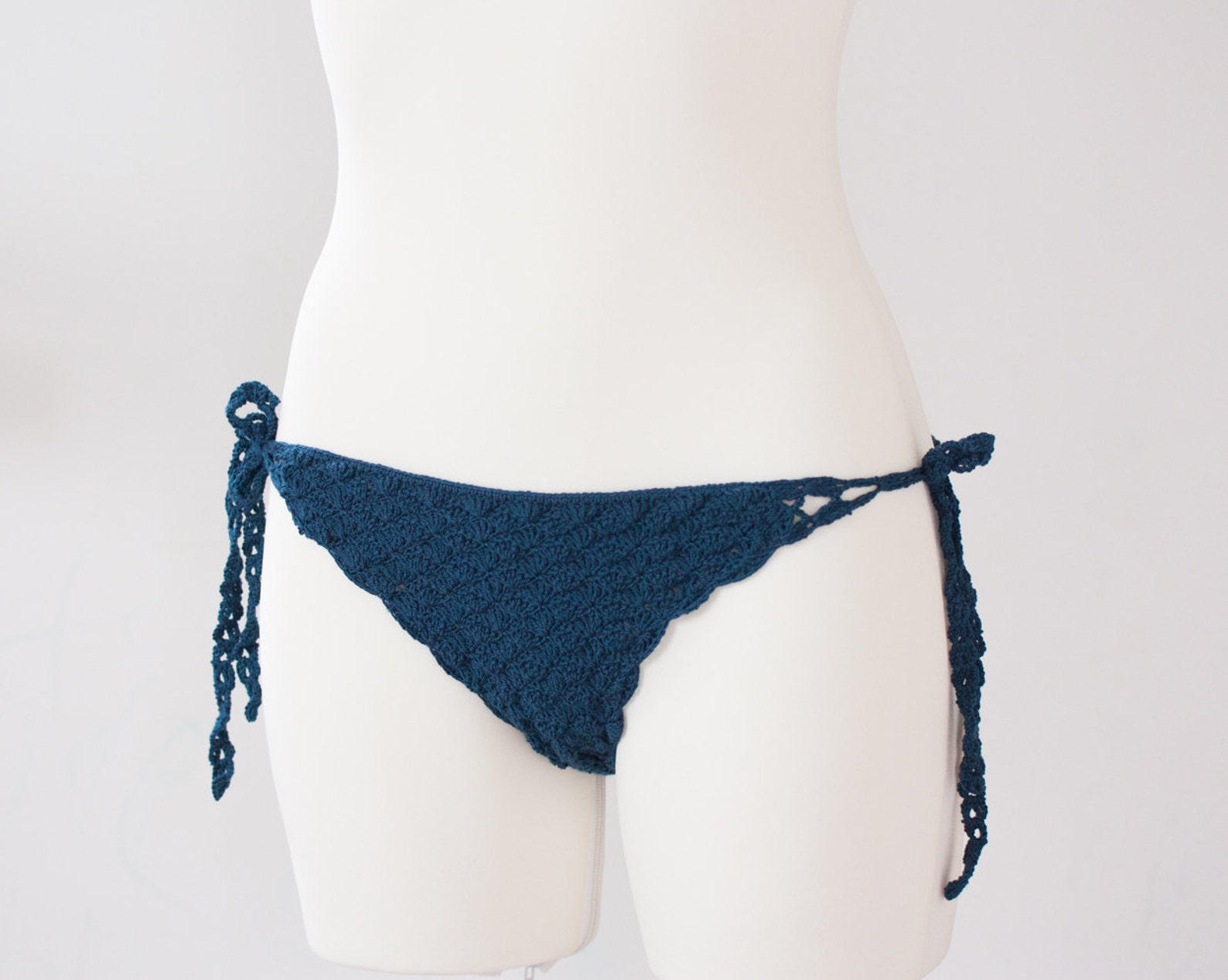 Crochet bikini bottoms tie sides navy bikini bottom Etsy