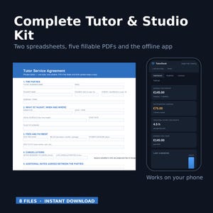 Complete Tutor & Studio Manager Kit: Offline App, Spreadsheets, PDF Forms — for Private Tutors and Music Teachers