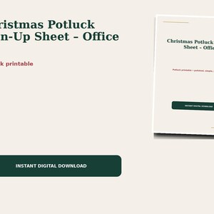 Christmas Potluck Sign-Up Sheet – Office | Potluck Printable | Instant Digital Download