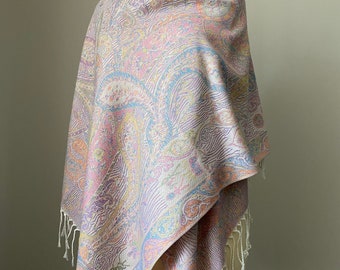 Pink pashmina shawl, Jacquard Wedding Pashmina