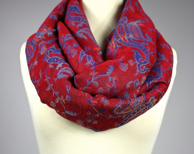 Red and Blue Scarf Infinity Scarf Etsy