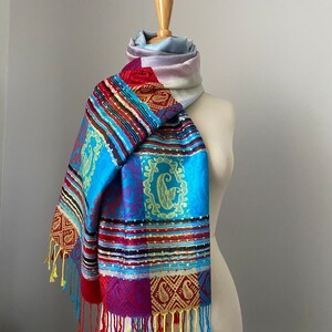 Multicolored bohemian shawl wrap for women, ethnic tribal, boho chic clothing fashion scarf fall accessories, women scarves image 6