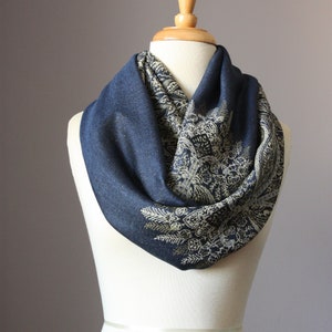 Fast Shipping, Winter scarf, Midnight Blue scarf, pashmina, Paisley scarf, Fern scarf image 7