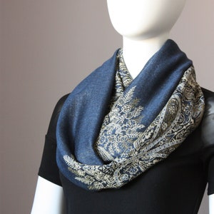 Fast Shipping, Winter scarf, Midnight Blue scarf, pashmina, Paisley scarf, Fern scarf image 6