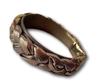 Simple braid Metallic hair band for women and girls, Antique Gold