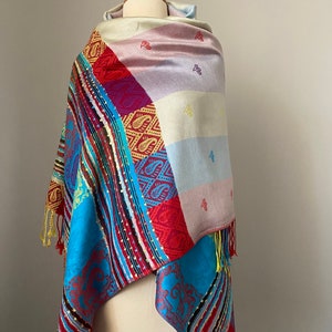 Multicolored bohemian shawl wrap for women, ethnic tribal, boho chic clothing fashion scarf fall accessories, women scarves SHAWL