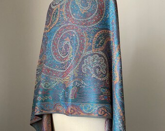Teal pashmina shawl, Large paisley Wedding Shawl, Bridesmaid Shawl, Bridesmaid Gift, Bridal Wrap, Wedding Favor,Wedding shawl