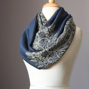 Fast Shipping, Winter scarf, Midnight Blue scarf, pashmina, Paisley scarf, Fern scarf image 8