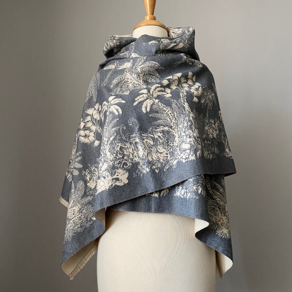 Reversible Gray/Ivory winter scarf, Luxury collection, Amazing Gift for woman, chose your style pashmina  or infinity scarf