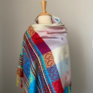Multicolored bohemian shawl wrap for women, ethnic tribal, boho chic clothing fashion scarf fall accessories, women scarves image 7