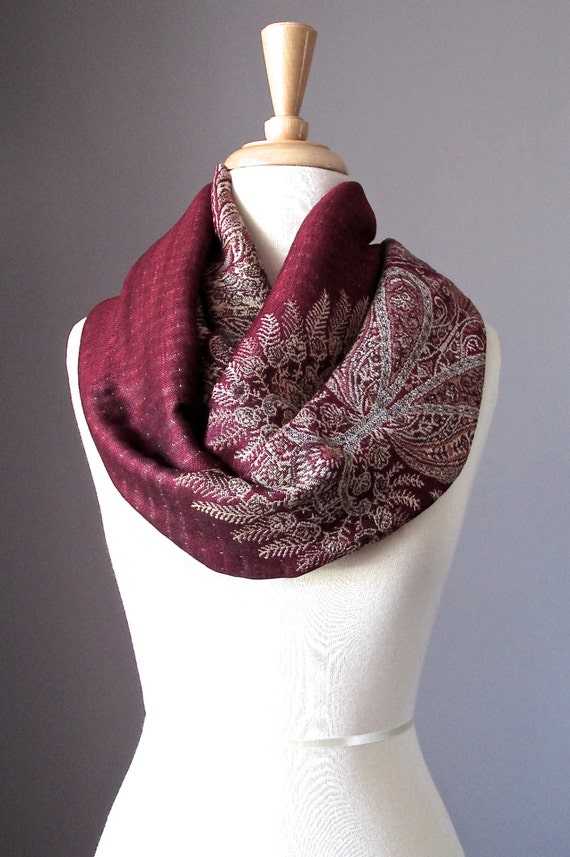 Burgundy fall/winter scarf Pashmina shawl or Infinity scarf | Etsy