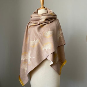 Beige floral scarf , Warm Winter shawl for woman, Large blanket scarf, chose your style pashmina  or infinity scarf