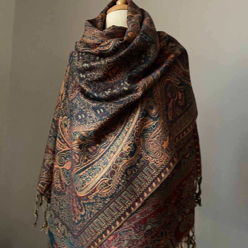 Pashmina Shawl Large Paisley Design Two Options Shawl or - Etsy