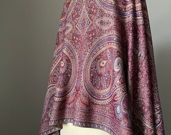 Lightweight paisley shawl; Bohemian Festival pashmina rave; Burgundy Plum; Two styles: Shawl or Infinity scarf