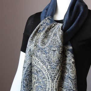 Fast Shipping, Winter scarf, Midnight Blue scarf, pashmina, Paisley scarf, Fern scarf image 5