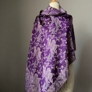 Groovy Dark Purple Orchid paisley Scarf , Pashmina shawl