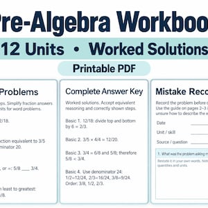 Pre-Algebra Workbook PDF: 12 Units for Algebra 1 Readiness, Worked Solutions & Spiral Review