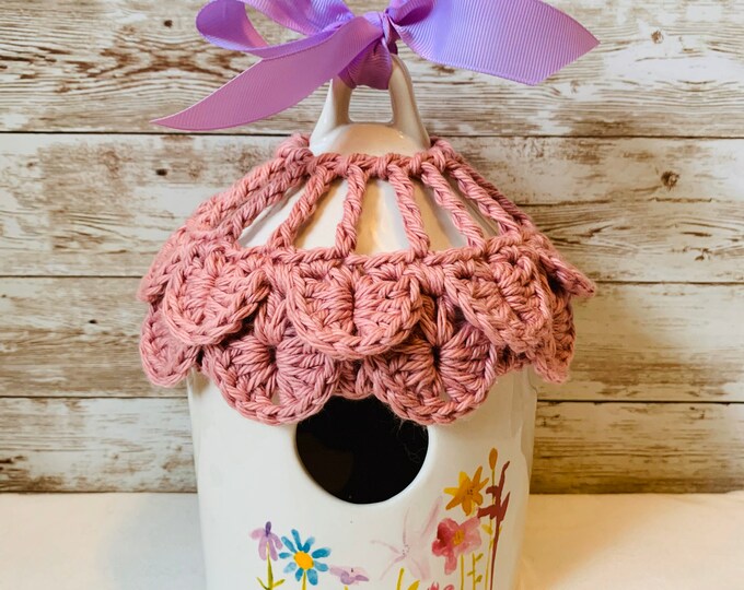 Rae Dunn Inspired Birdhouse Topper, Birdhouse Accessories, Crochet Home