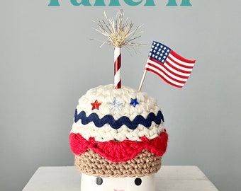 Crochet PATTERN - USA Cupcake - Marshmallow Mug Hat