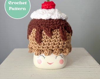 Crochet PATTERN - Ice Cream Marshmallow Mug Hat