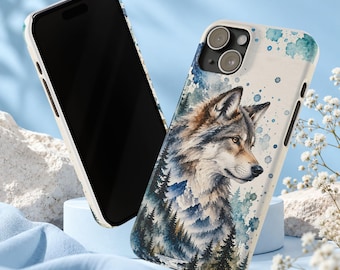 Watercolor Wolf phone case | Slim Phone Cases (iPhone 17, 16, 15)