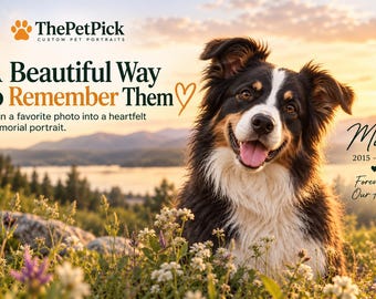Custom Pet Memorial Portrait From Photo, Personalized Loss Gift, Dog Cat Remembrance Art