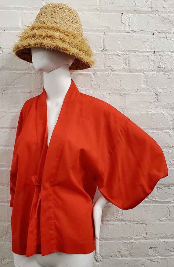 Vtg 60s Red Kimono Top by Kahana Manufacturing Co.