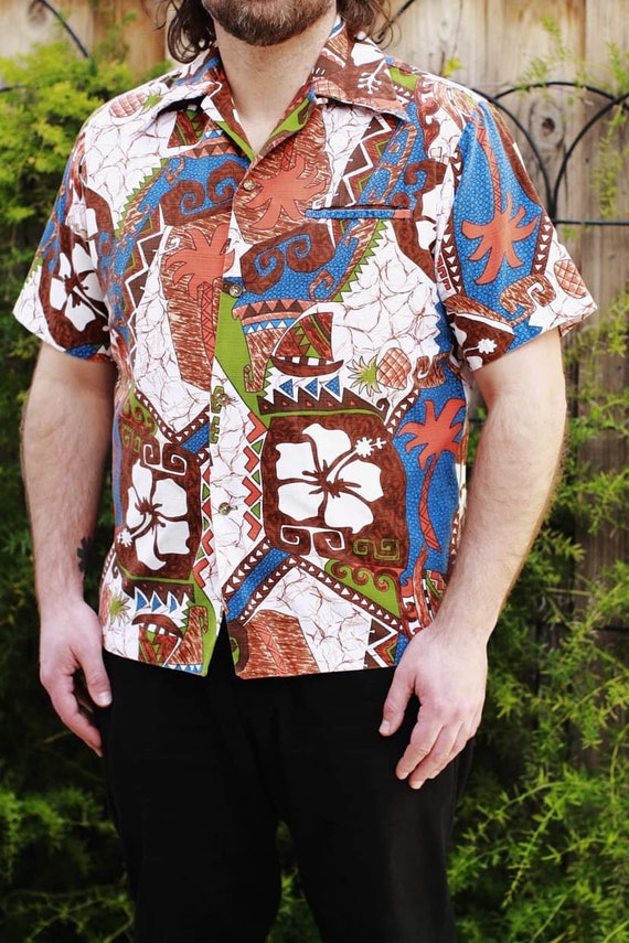 Vtg 60s Napili Pineapples & Ships Shirt Made in Ha