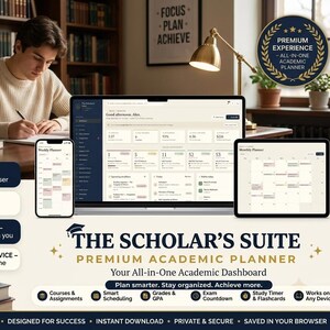 Digital Student Planner | GPA Calculator, Assignment Tracker, Study Timer | College Organizer, Offline HTML File