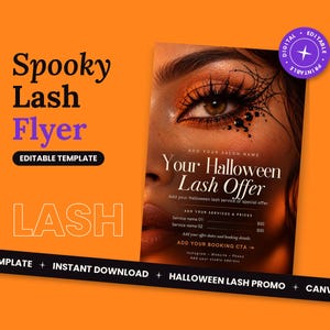 Halloween Lash Flyer, Editable Canva Spooky Eyelash Promo, Lash Studio Price List, Instagram Post