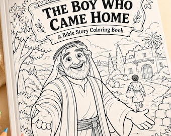 Dibujos para colorear del Hijo Pródigo para niños / Libro para colorear de la Biblia cristiana imprimible en PDF