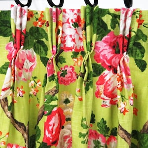 Roze bloemen gordijnen panelen Pinch plooi op maat gemaakte draperie, Pinch plooi gordijnen, potlood plooi gordijn, Triple woonkamer slaapkamer Home decor