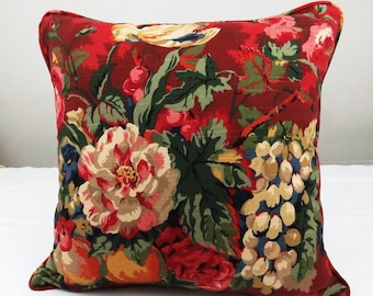 Floral Throw Pillow Cover Red Square Decorative Cushion Cover Home Decor Bedroom Sofa Couch