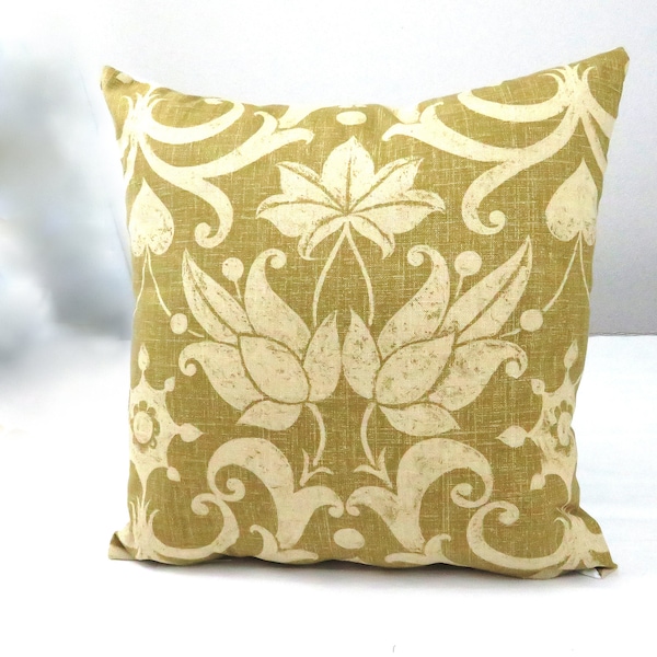 Light Brown Throw Pillow Covers  Damask PistachioTan , Decorative Cushion Covers Accent Sofa Couch Living Room Bedroom 16" 18" 20" 22"