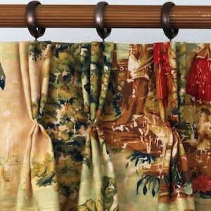 Toile Red Pinch Pleat Curtains Gold Green, Pinch Pleat Drapes, Window Treatment Classic Textured Painting Style Bedroom Living Room Home