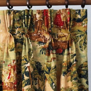 Toile Curtain Pinch Pleat Curtains, Pinch Pleated Drapes, Window Treatment Red Gold Green, Textured Painting Style Bedroom Living Room Decor
